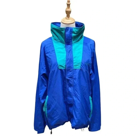 Vintage Windy Pass The North Face Jacket Mens Blue Full Zip Coat with Hood XL - Picture 1 of 5